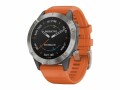 GARMIN GPS-Sportuhr Fenix 6 Sapphire Silber/Orange, Touchscreen