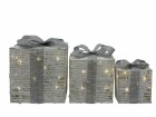 Dameco LED-Figur Geschenkboxen, 3 Stück, Silber, Betriebsart