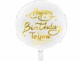 Partydeco Folienballon Happy Birthday Gold/Weiss, Packungsgrösse: 1