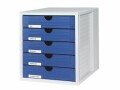 HAN Schubladenbox System Blau, Anzahl Schubladen: 5