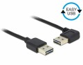DeLock USB2.0 Dual Easy Kabel, A-A, 50cm, SW,