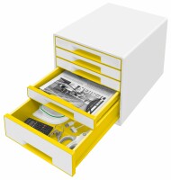 Leitz Schubladenbox WOW Cube A4 5214-20-16 weiss/gelb, 5