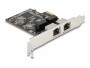 DeLock Netzwerkkarte 2xRJ45 Gigabit PCI-Express x1