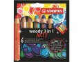 STABILO Farbstifte Woody Arty 3in1 6 Stück, Verpackungseinheit