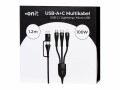 onit USB 2.0-Kabel USB A/USB C - Lightning/Micro-USB B/USB