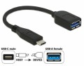 DeLock USB3.1 Adapterkabel, A - C, 10cm, SW