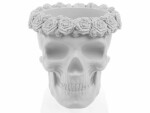 concrette Pflanzengefäss Totenkopf Blumen 15 x 19 cm, Weiss