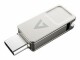 V7 Videoseven 128GB TYPE-C+USB 3.2GEN1 SILVER USB A FLASH DRIVE