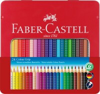 FABER-CASTELL Farbstifte Colour Grip 112423 24 Farben Metalletui, Kein