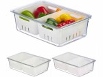 relaxdays Kühlschrankorganizer 800 g, 3 Stück, Transparent/Weiss