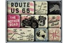 Nostalgic Art Magnet-Set Route 66 1 Stück, Mehrfarbig, Detailfarbe