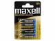 Maxell Europe LTD. Batterie AA Super Alkaline 4 Stück, Batterietyp: AA