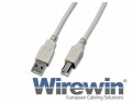 Wirewin USB2.0-Kabel A-B: 3m, grau,