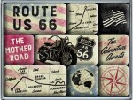 Nostalgic Art Magnet-Set Route 66 9 Stück, Mehrfarbig, Detailfarbe