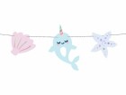 Partydeco Girlande Narwal 1 m, Blau/Rosa/Violett, Detailfarbe: Rosa